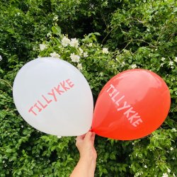 Balloner - TILLYKKE - Rd og hvid