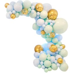 Ballonbue - Guld, mint og bl Macaron