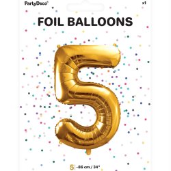 Folieballon - GULD - TAL 5 - 86 cm