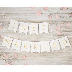 Banner - JUST MARRIED - Hvid