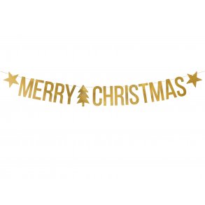 Banner - MERRY CHRISTMAS- Guld