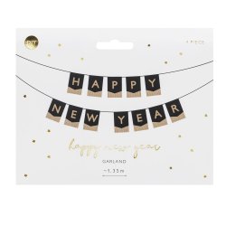 Banner - HAPPY NEW YEAR - Sort og Guld