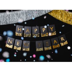 Banner - HAPPY NEW YEAR - Sort og Guld