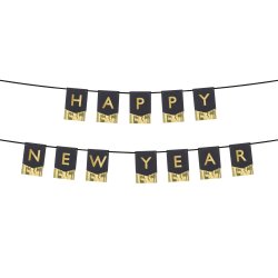 Banner - HAPPY NEW YEAR - Sort og Guld