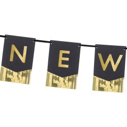 Banner - HAPPY NEW YEAR - Sort og Guld