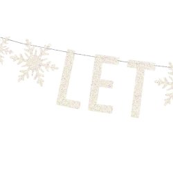 Banner - LET IT SNOW - Hvid glitter