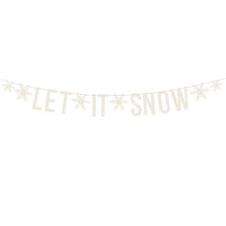 Banner - LET IT SNOW - Hvid glitter