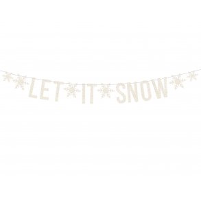 Banner - LET IT SNOW - Hvid glitter