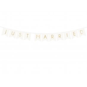 Banner - JUST MARRIED - Hvid