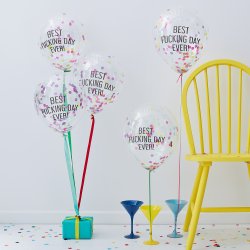 Ballon og Banner st - Best Fucking Day Ever - 5 balloner og banner