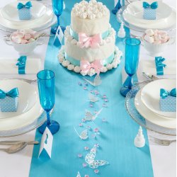 Bordlber - Turkis bl satin 36 cm x 9 meter