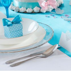 Bordlber - Turkis bl satin 36 cm x 9 meter