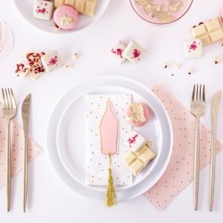 Servietter - Lyserd med guld prikker 33x33 cm