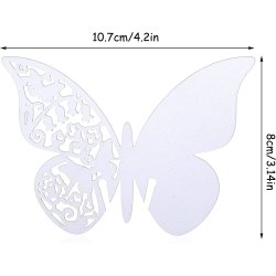 Bordkort / Glaskort med sommerfugl - Hvid - 10 stk.