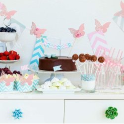 Bordkort / Glaskort med sommerfugl - Lyserd - 10 stk.