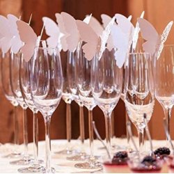 Bordkort / Glaskort med sommerfugl - Lyserd - 10 stk.