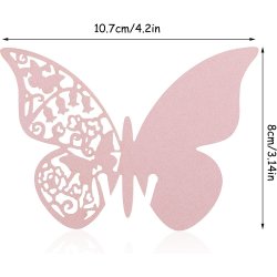 Bordkort / Glaskort med sommerfugl - Lyserd - 10 stk.