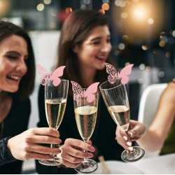 Bordkort / Glaskort med sommerfugl - Lyserd - 10 stk.