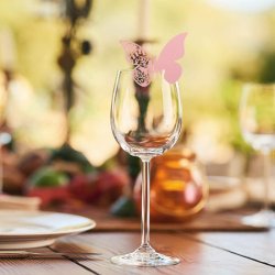 Bordkort / Glaskort med sommerfugl - Lyserd - 10 stk.