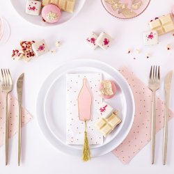 Bordkort - Flaske med guldkvast - 6 stk.