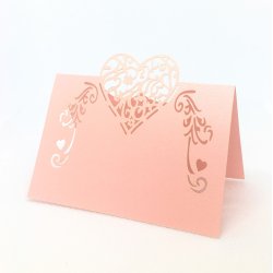 Bordkort med hjerte - Lyserd - 10 stk.