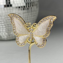 Bordkortholder / Menukortholder - Sommerfugl med krystaller