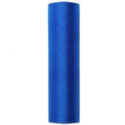 Bordlber - Mrk Turkis Bl organza 16 cm x 9 meter