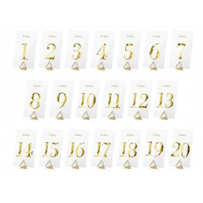 Bordnummer - Guld p transparent kort