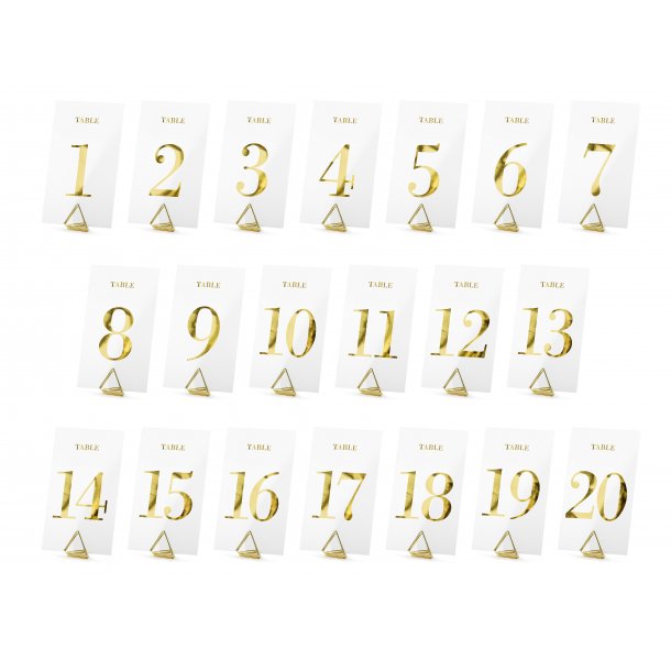 Bordnummer - Guld p transparent kort