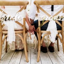 Banner - BRIDE OG GROOM - Stolepynt - Guld