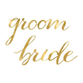 Banner - BRIDE OG GROOM - Stolepynt - Guld