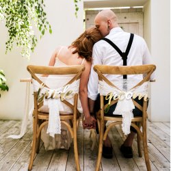 Banner - BRIDE OG GROOM - Stolepynt - Guld