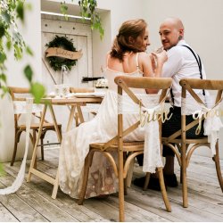 Banner - BRIDE OG GROOM - Stolepynt - Guld