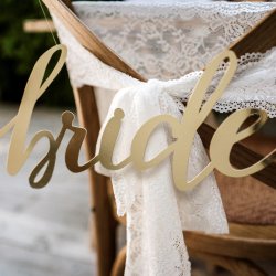 Banner - BRIDE OG GROOM - Stolepynt - Guld