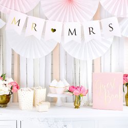 Guirlande med rosetter - Hvid - 40 cm