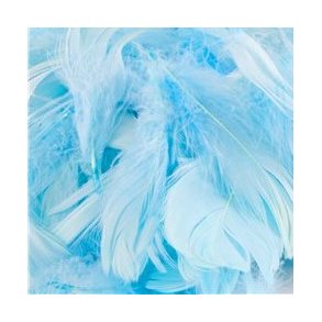 Dekorationsfjer - Lysebl - 5-12 cm - 50 gram