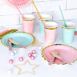 Tallerken - Mintbl med guldkant - 18 cm