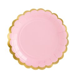 Tallerken - Lyserd med guldkant - 18 cm