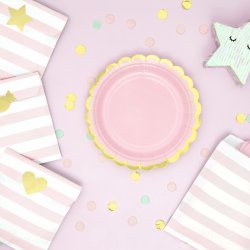 Tallerken - Lyserd med guldkant - 18 cm