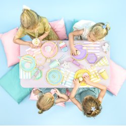 Tallerken - Lyserd med guldkant - 18 cm