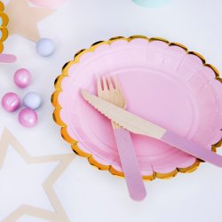 Tallerken - Lyserd med guldkant - 18 cm