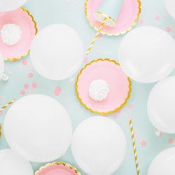 Tallerken - Lyserd med guldkant - 18 cm