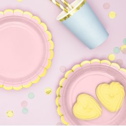 Tallerken - Lyserd med guldkant - 18 cm