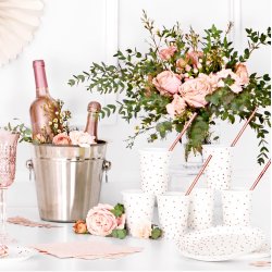 Tallerken - Hvid med rosaguld prikker - 18 cm