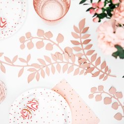 Tallerken - Hvid med rosaguld prikker - 18 cm