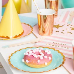 Tallerken - Mintbl med guldkant - 18 cm