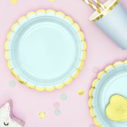 Tallerken - Mintbl med guldkant - 18 cm