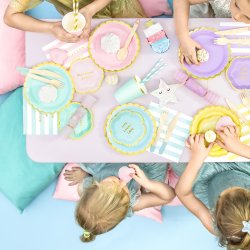 Tallerken - Mintbl med guldkant - 18 cm