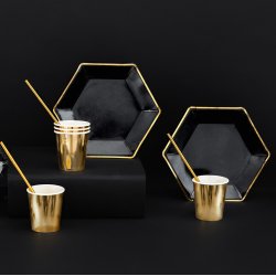 Tallerken - Sort med guldkant - 23 cm