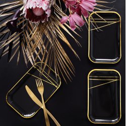 Tallerken - Sort / Guld - 22 cm